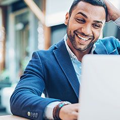 Business owner looking at computer