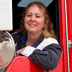 Commercial truck driver smiling